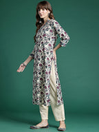 Indo Era Floral Printed Regular Pure Cotton Kurta with Trousers & Dupatta - Distacart