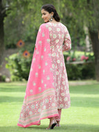 Juniper Women's PInk Cotton Cambric Festive Printed Kurta Set - Distacart