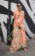 Monjolika Fashion Handloom Weaving Ethnic Saree In Peach - Distacart