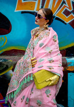 Monjolika Fashion Handloom Weaving Ethnic Saree In Pink - Distacart