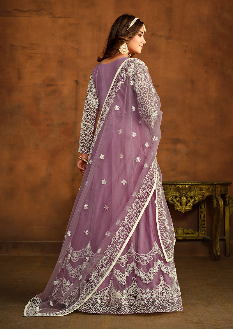 Monjolika Fashion Purple Net Ceremonial Floor Length Salwar Kameez - Distacart