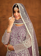 Monjolika Fashion Purple Net Ceremonial Floor Length Salwar Kameez - Distacart