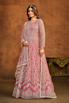 Monjolika Fashion Light Pink Net Ceremonial Floor Length Salwar Kameez - Distacart