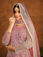 Monjolika Fashion Light Pink Net Ceremonial Floor Length Salwar Kameez - Distacart