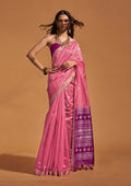 Monjolika Fashion Weaving Handloom Silk Classic Saree In Pink - Distacart