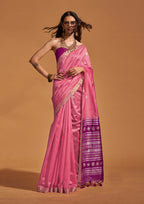 Monjolika Fashion Weaving Handloom Silk Classic Saree In Pink - Distacart