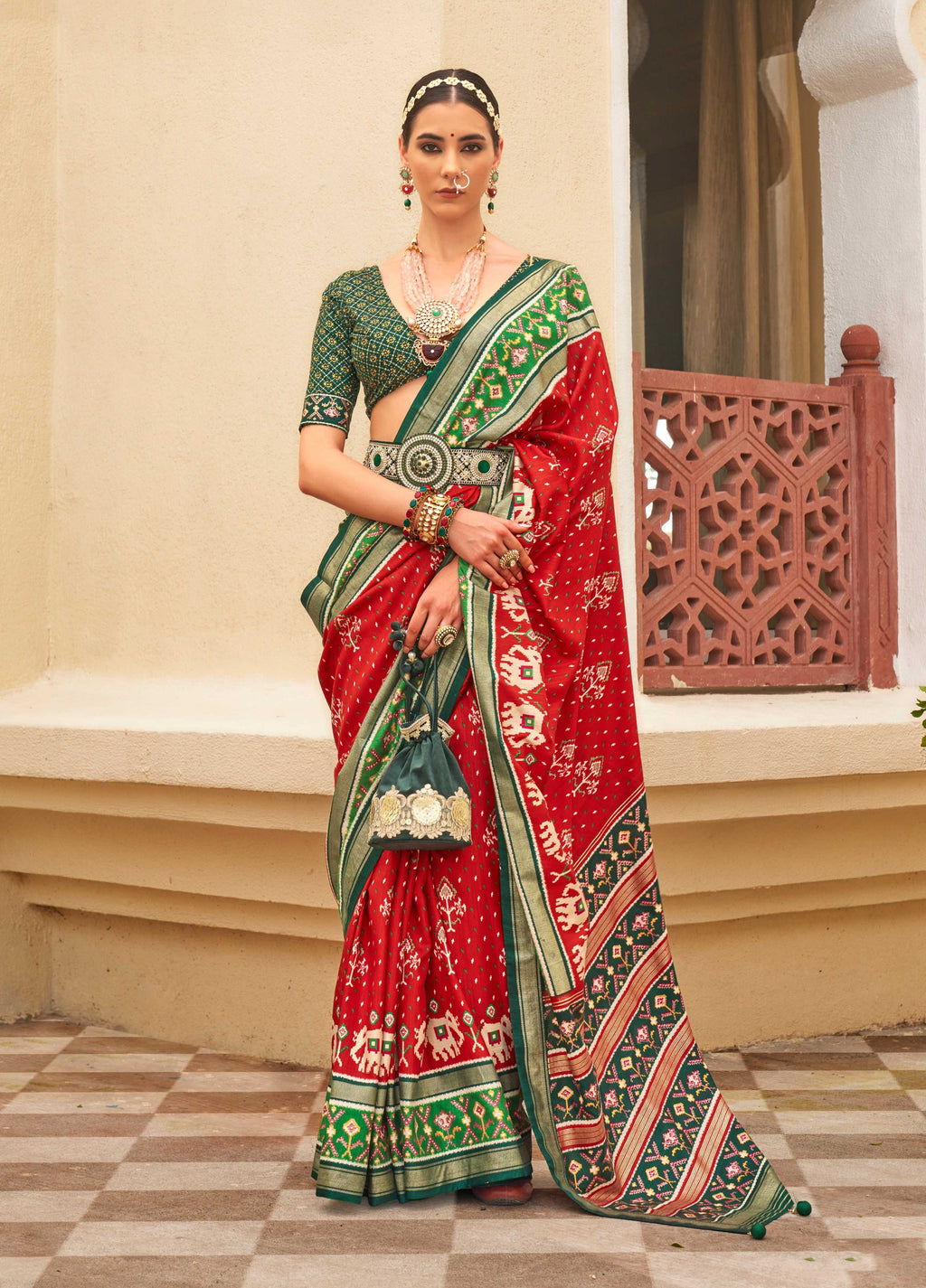 Monjolika Fashion Maroon Colour Sigma Silk Patola Printed Saree With Blouse - Distacart