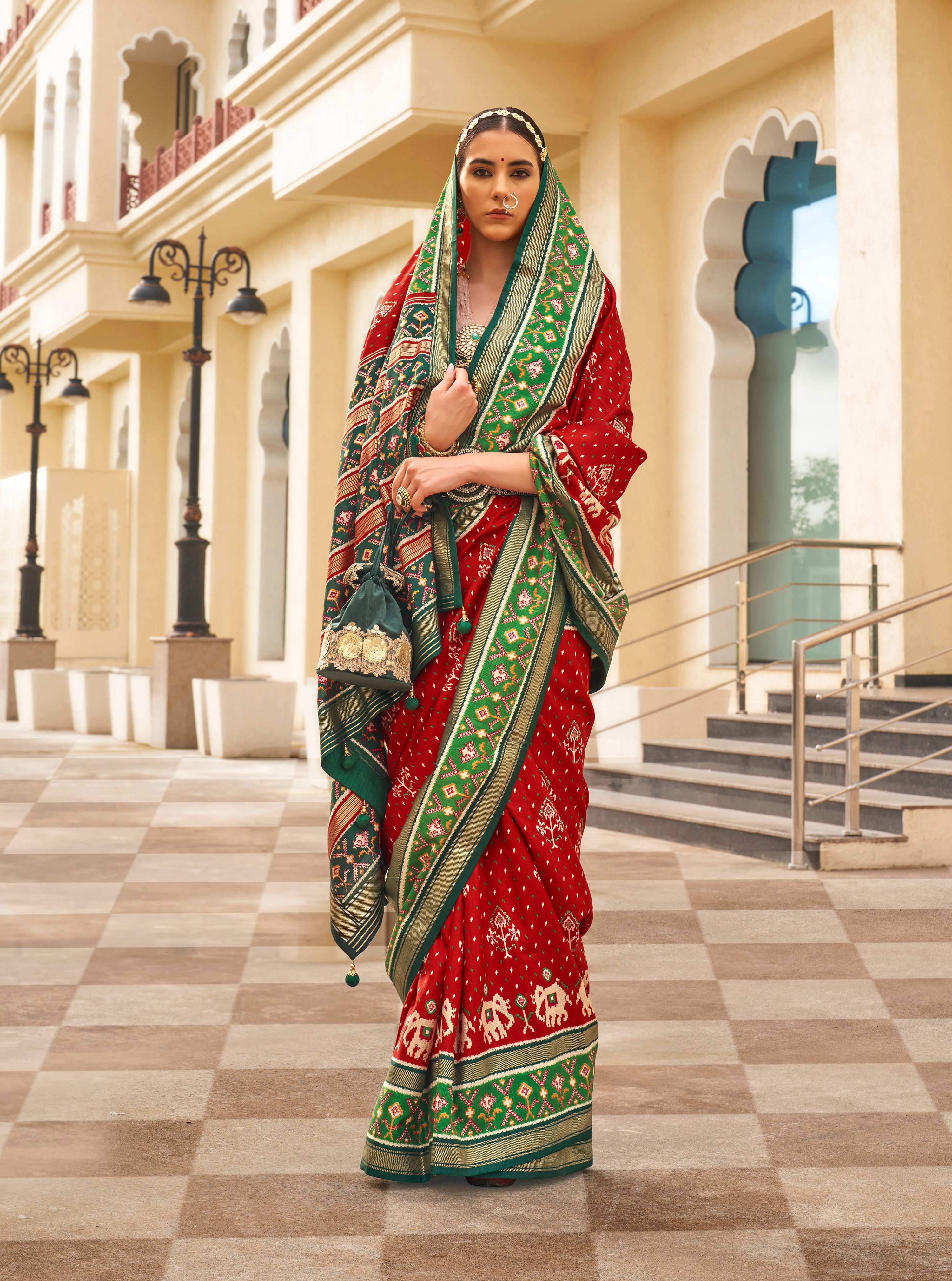 Monjolika Fashion Maroon Colour Sigma Silk Patola Printed Saree With Blouse - Distacart