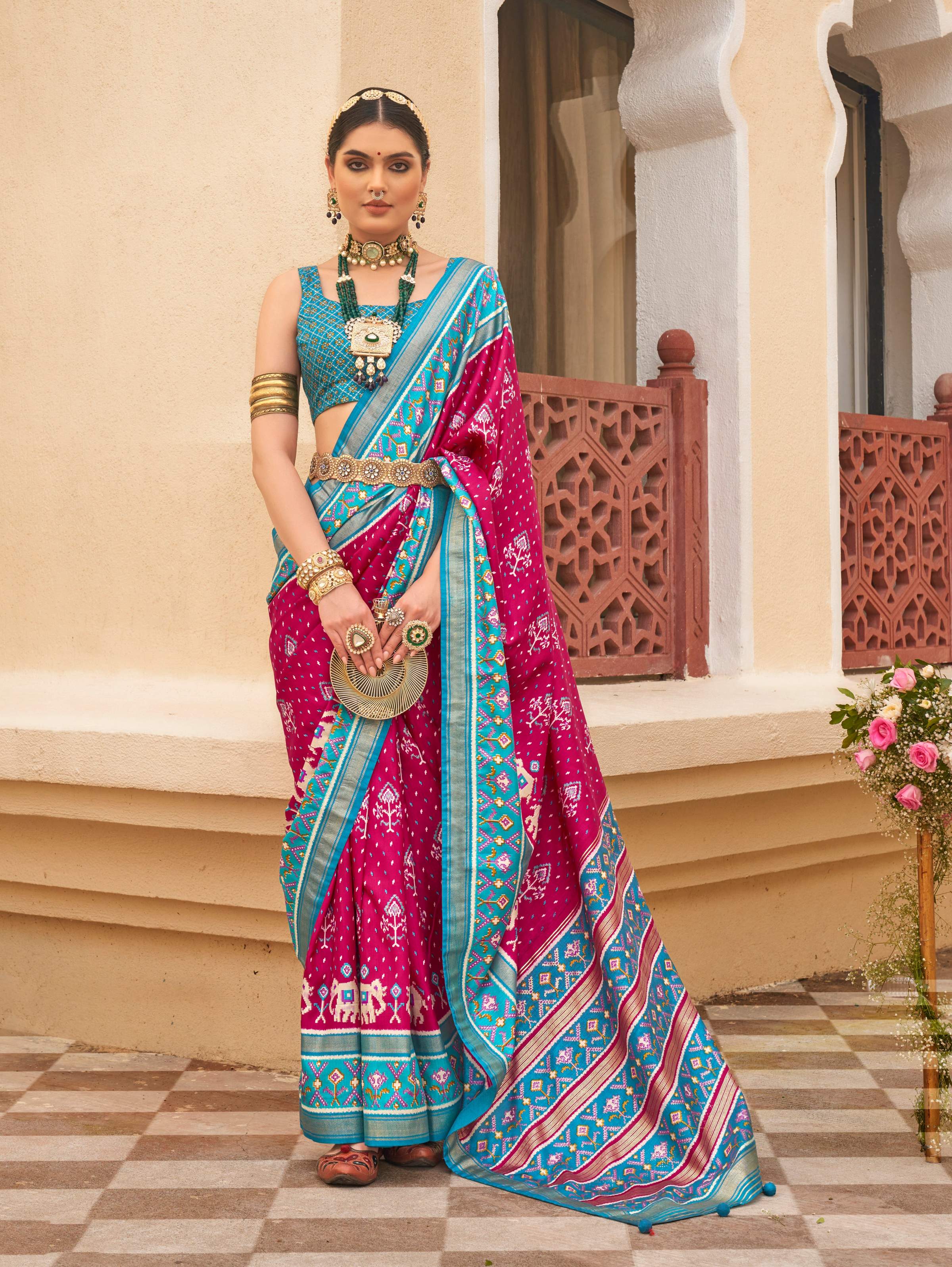 Monjolika Fashion Dark Magenta Colour Sigma Silk Patola Printed Saree With Blouse - Distacart