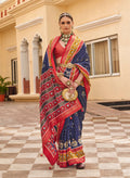 Monjolika Fashion Navy Blue Colour Sigma Silk Patola Printed Saree With Blouse - Distacart