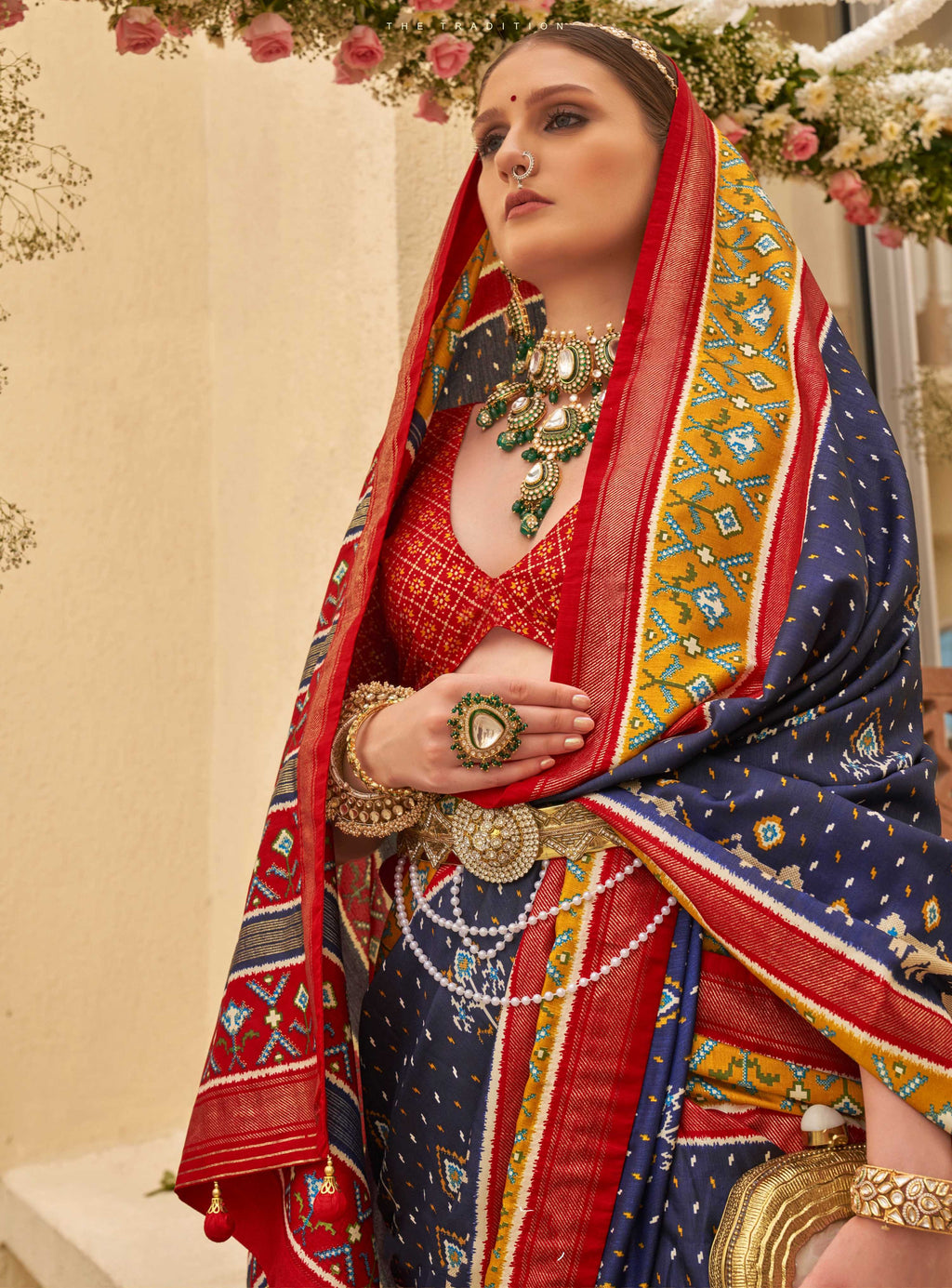 Monjolika Fashion Navy Blue Colour Sigma Silk Patola Printed Saree With Blouse - Distacart