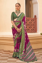 Monjolika Fashion Dark Purple Colour Sigma Silk Patola Printed Saree With Blouse - Distacart