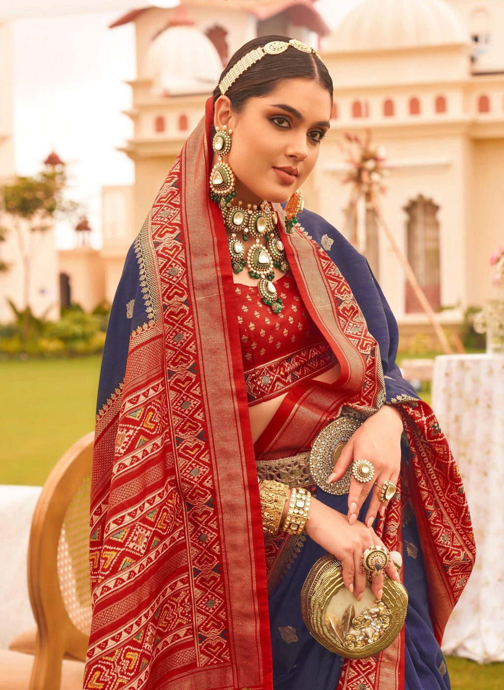 Monjolika Fashion Navy Blue Colour Sigma Silk Patola Printed Saree With Blouse - Distacart