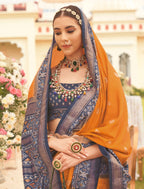 Monjolika Fashion Mustard Colour Sigma Silk Patola Printed Saree With Blouse - Distacart