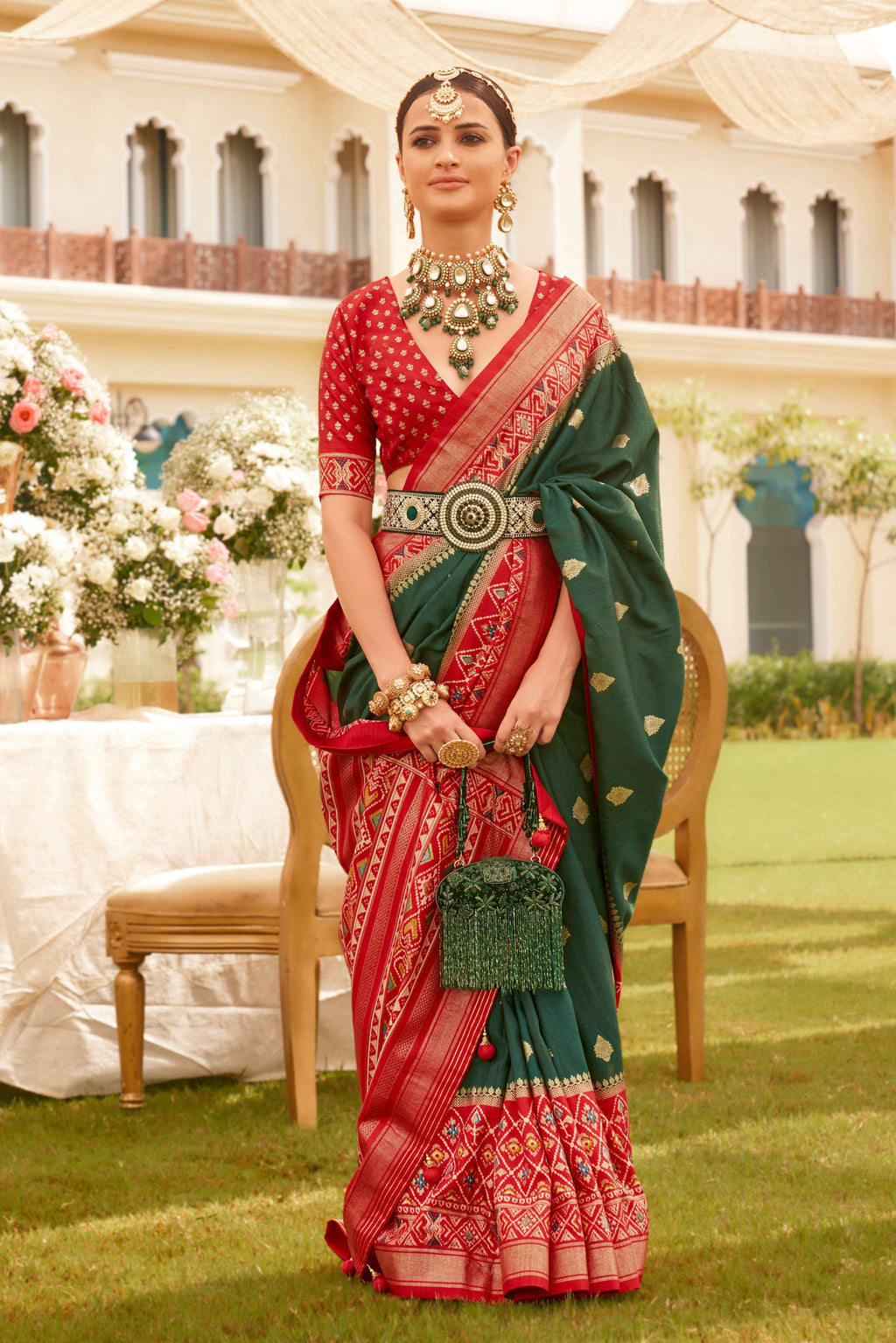 Monjolika Fashion Dark Green Colour Sigma Silk Patola Printed Saree With Blouse - Distacart