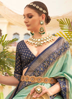 Monjolika Fashion Sea Green Colour Sigma Silk Patola Printed Saree With Blouse - Distacart