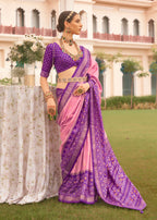 Monjolika Fashion Baby Pink Colour Sigma Silk Patola Printed Saree With Blouse - Distacart