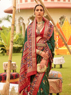 Monjolika Fashion Dark Green Colour Sigma Silk Patola Printed Saree With Blouse - Distacart
