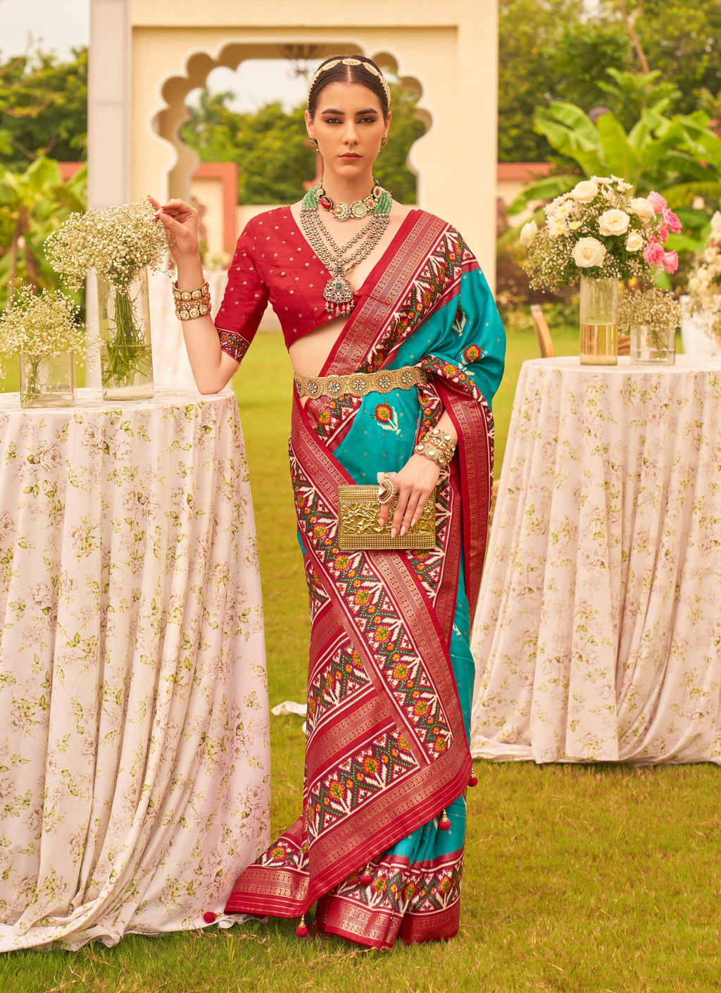 Monjolika Fashion Blue Colour Sigma Silk Patola Printed Saree With Blouse - Distacart