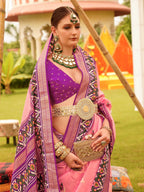 Monjolika Fashion Baby Pink Colour Sigma Silk Patola Printed Saree With Blouse - Distacart