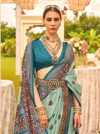 Monjolika Fashion Sea Green Colour Sigma Silk Patola Printed Saree With Blouse - Distacart