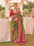 Monjolika Fashion Mehendi Colour Sigma Silk Patola Printed Saree With Blouse - Distacart