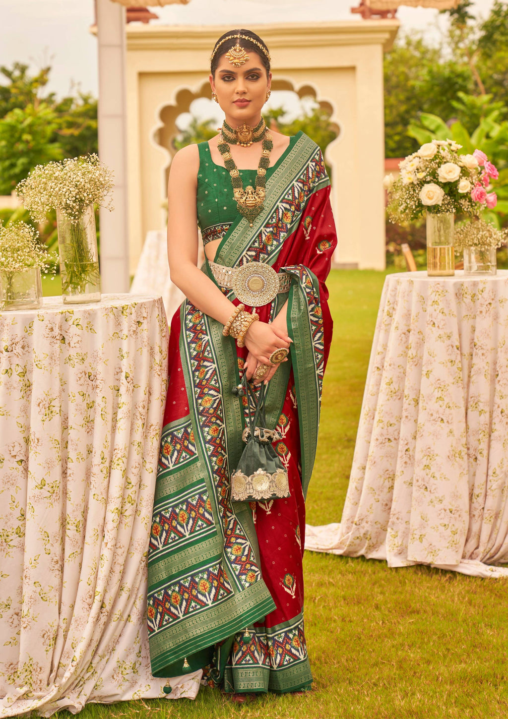 Monjolika Fashion Maroon Colour Sigma Silk Patola Printed Saree With Blouse - Distacart