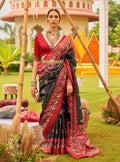 Monjolika Fashion Black Colour Sigma Silk Patola Printed Saree With Blouse - Distacart
