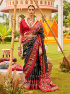 Monjolika Fashion Black Colour Sigma Silk Patola Printed Saree With Blouse - Distacart