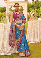 Monjolika Fashion Blue Colour Sigma Silk Patola Printed Saree With Blouse - Distacart