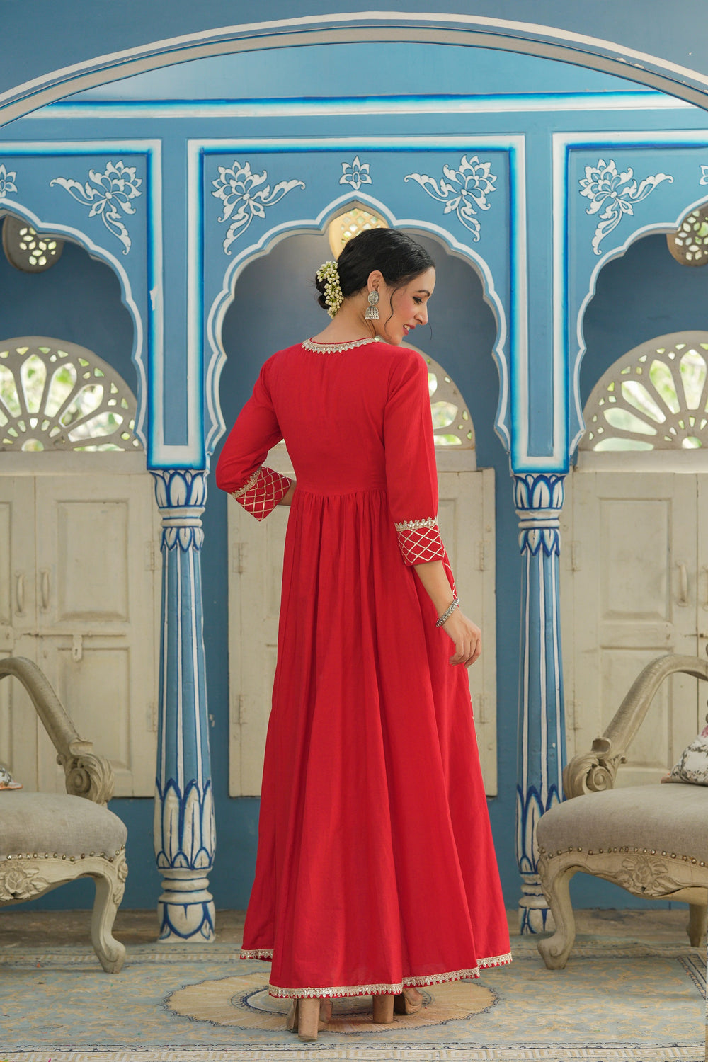 Juniper Women's Red Cotton Cambric Festive Wear Solid Gotta Work Dress - Distacart