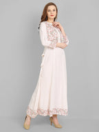 Juniper Women's Off White Rayon Printed Flared Dress - Distacart