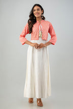 Juniper Women's White Pink Rayon Printed Flared Dress - Distacart