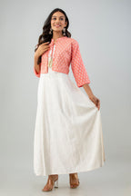 Juniper Women's White Pink Rayon Printed Flared Dress - Distacart