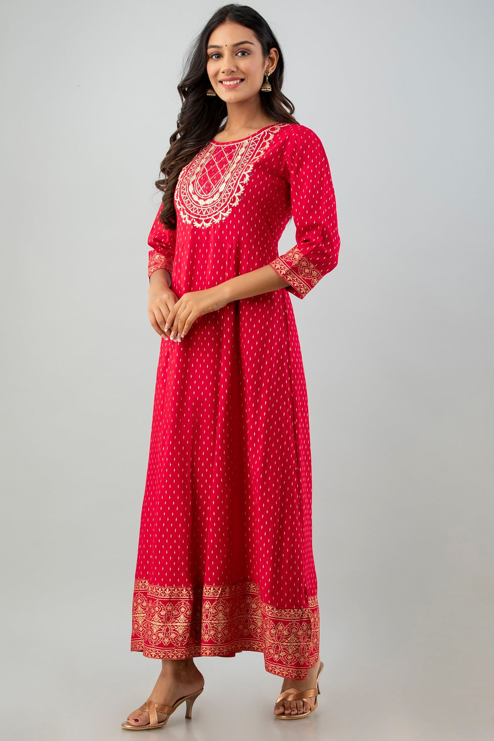Juniper Women's Red Rayon Printed Flared Dress - Distacart