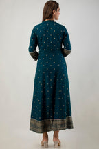 Juniper Women's Teal Rayon Printed Flared Dress - Distacart