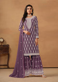 Monjolika Fashion Purple Faux Georgette Embroidered Salwar Kameez - Distacart