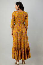 Juniper Women's Mustard Rayon Printed Flared Dress - Distacart