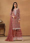 Monjolika Fashion Light Brown Faux Georgette Embroidered Salwar Kameez - Distacart