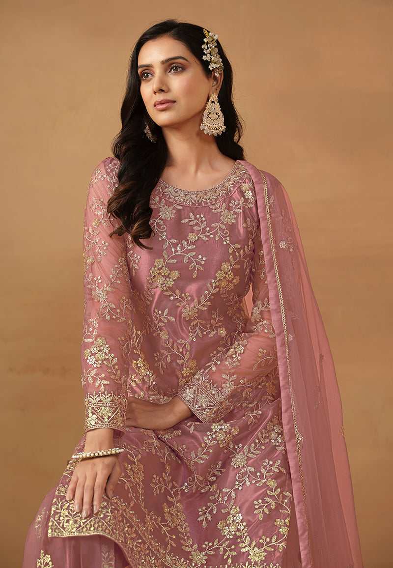 Monjolika Fashion Light Pink Net Embroidered Trendy Salwar Suit - Distacart