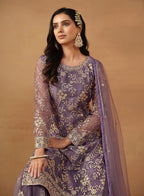 Monjolika Fashion Purple Net Embroidered Trendy Salwar Suit - Distacart
