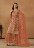 Monjolika Fashion Light Rust Net Embroidered Trendy Salwar Suit - Distacart