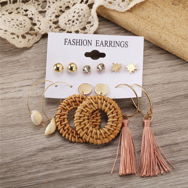 Gold-Plated Alloy Set Of 6 Designer Earrings - The Pari - Distacart