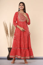Juniper Women's Maroon Printed Embroidered Mirror Work Sequin Cotton Flared Dress - Distacart