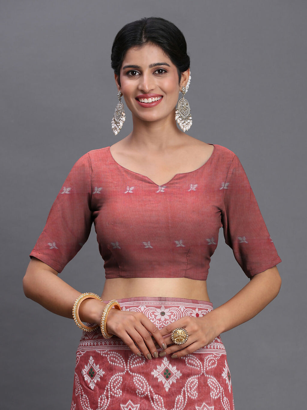 Shree Shyam Fashion Linen Cotton Peach Saree - Distacart