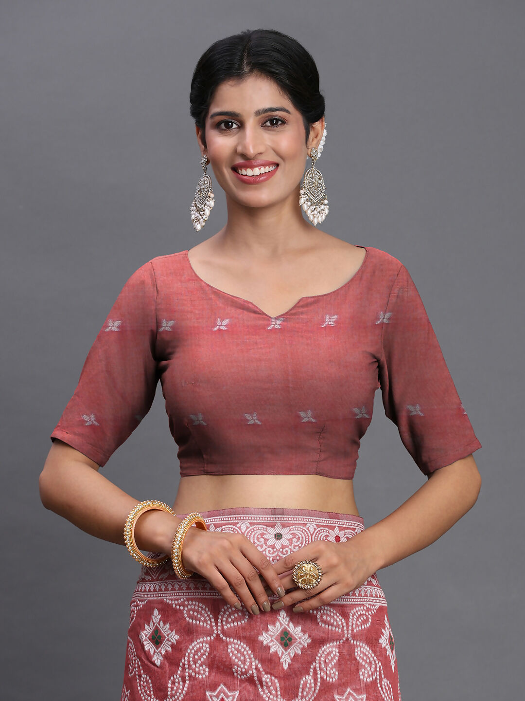 Shree Shyam Fashion Linen Cotton Peach Saree - Distacart