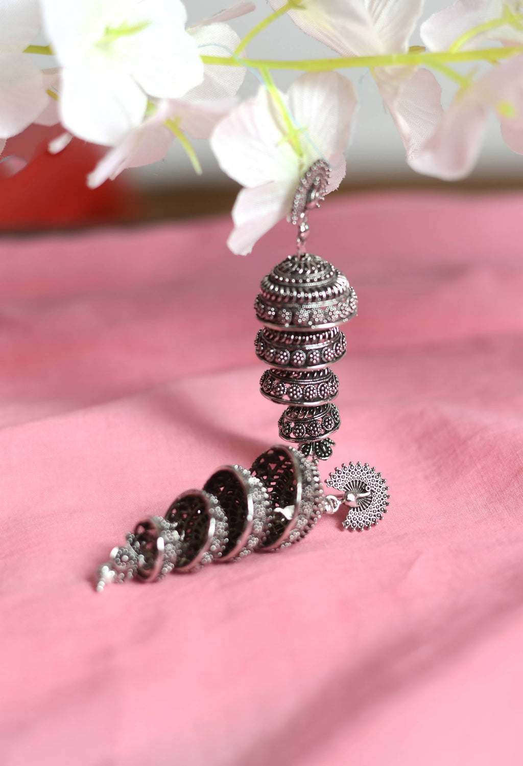 Mominos Fashion Johar Kamal Peacock Design Silver Colour Earrings - Distacart