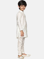 Sethukrishna Boys Cream-Coloured Kurta with Pyjamas