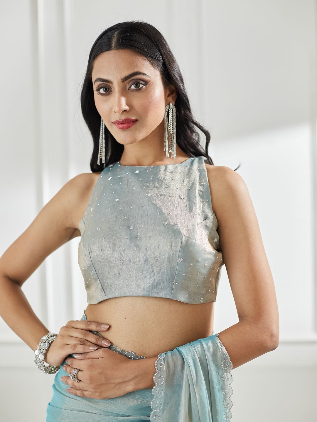 kasee Beads and Stones Pure Silk Saree - Distacart