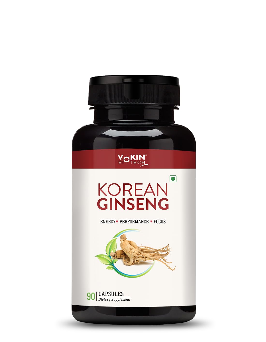 Vokin Biotech Korean Ginseng 90 Veg Capsules,Supports Energy, Vitality & Strength, For Men & Women